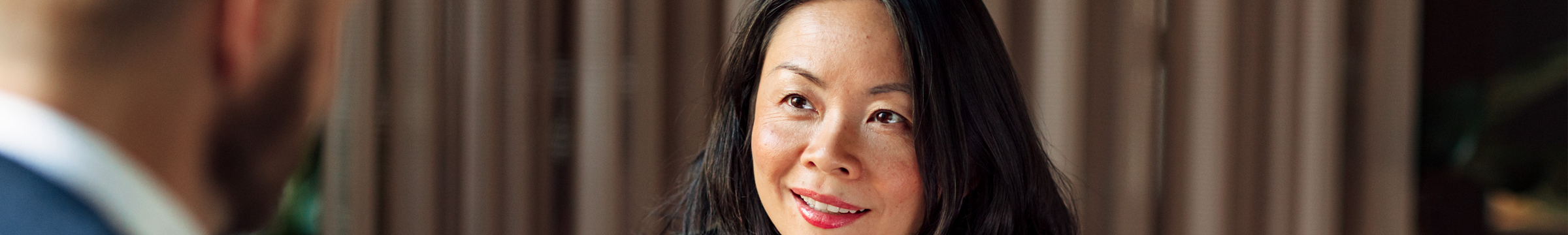 Woman in man in conversation